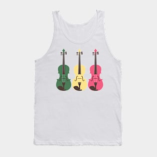 A Serenade of Strings in Pink, Green and Yellow Tank Top